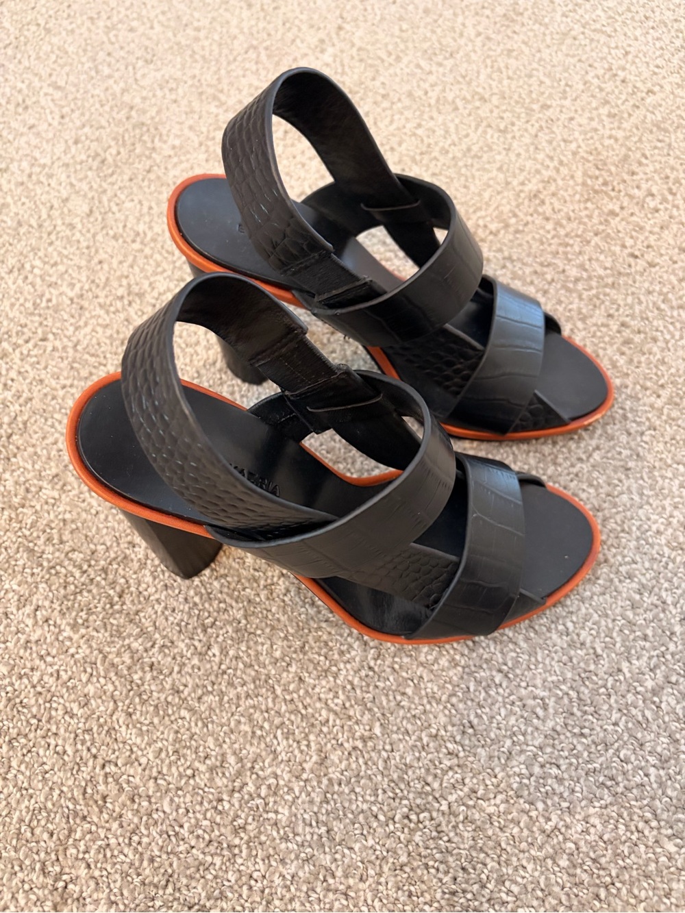 BCBG Max Azria Black Strappy Block Heel Sandals